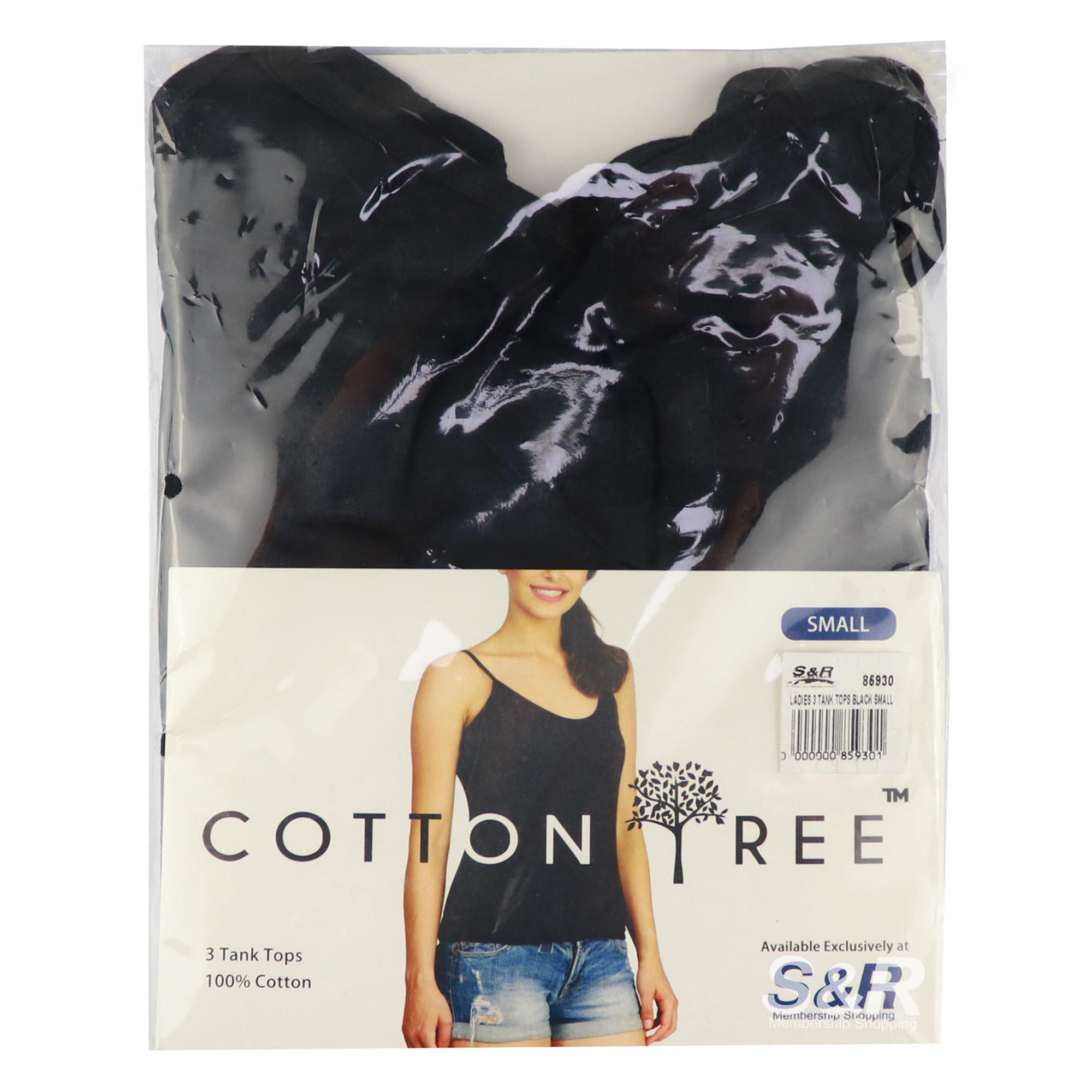 Cotton Tree Ladies' Black Tank Top Small 3pcs Cotton Tree Ladies' Black Tank Top Small 3pcs
